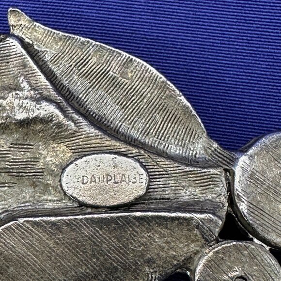 VTG Carol Dauplaise Pewter Leaf Motif & Stone Choker Necklace - Picture 9 of 11